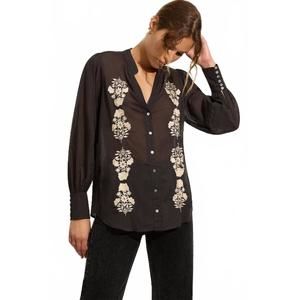 NEW AUGUSTE THE LABEL sadie long sleeve blouse in black